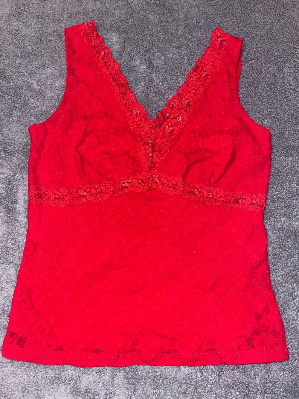 Boohoo Red Lace V-Neck Lace Trim Camisole